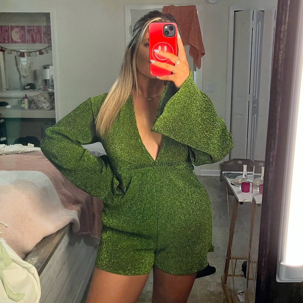 NWT Green Sparkly Romper